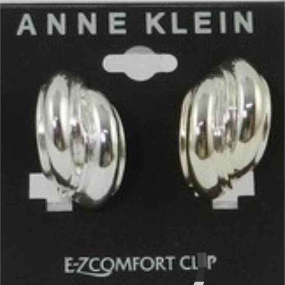 Anne Klein silver-tone E-Z Comfort Clip earrings, NEW - Picture 3 of 3